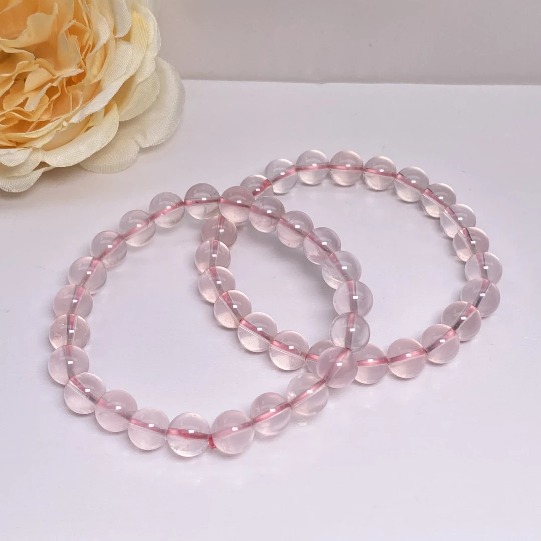 【小北好物】粉水晶单圈圆珠手串 QK120X30【多样性发一件】约8mm+