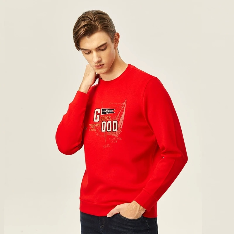 德鲨【星线好物】2024秋季卫衣男青年休闲圆领上衣打底衫LR21810