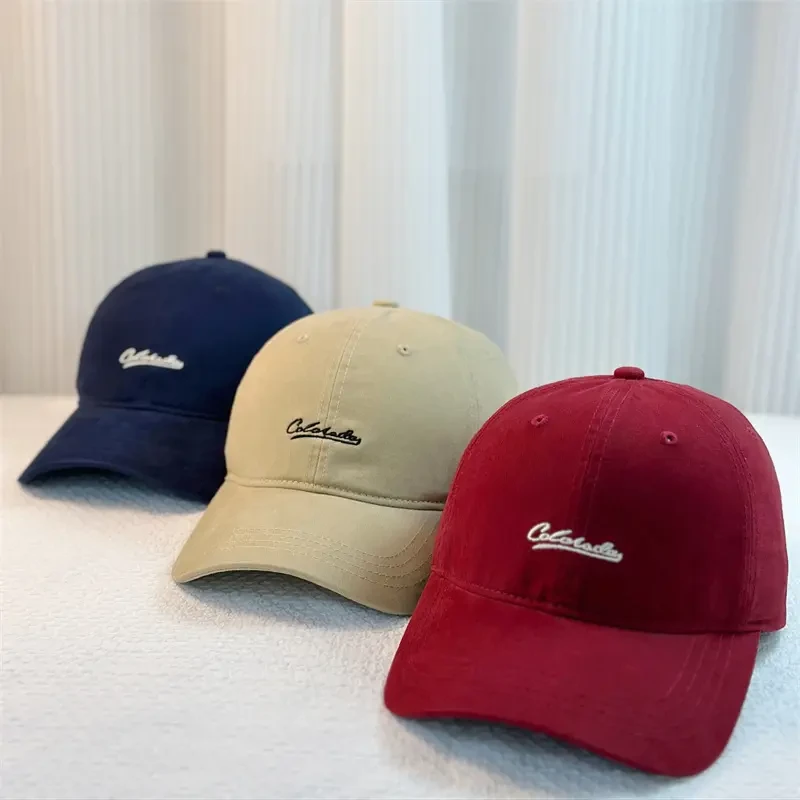 棒球帽男女春夏日系简约小字母刺绣时尚百搭大头围鸭舌帽遮阳帽子