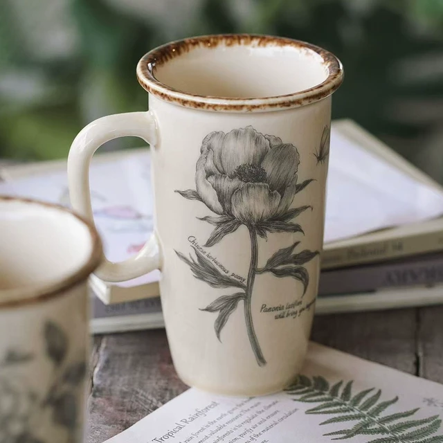 泽滕家马克杯陶瓷高杯复古欧式轻奢大号办公室泡茶手冲咖啡拿铁杯