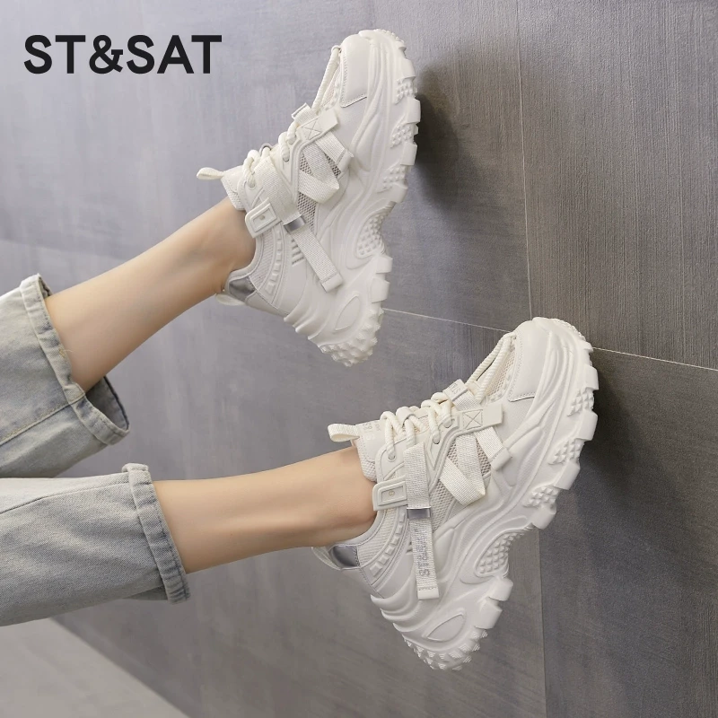 星期六老爹鞋女款2025新款夏季薄款小个子厚底增高女鞋运动休闲鞋