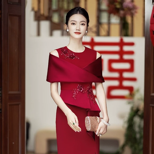 喜婆婆2025年礼服喜妈妈高端婚宴装红色旗袍高贵年轻新中式春夏季