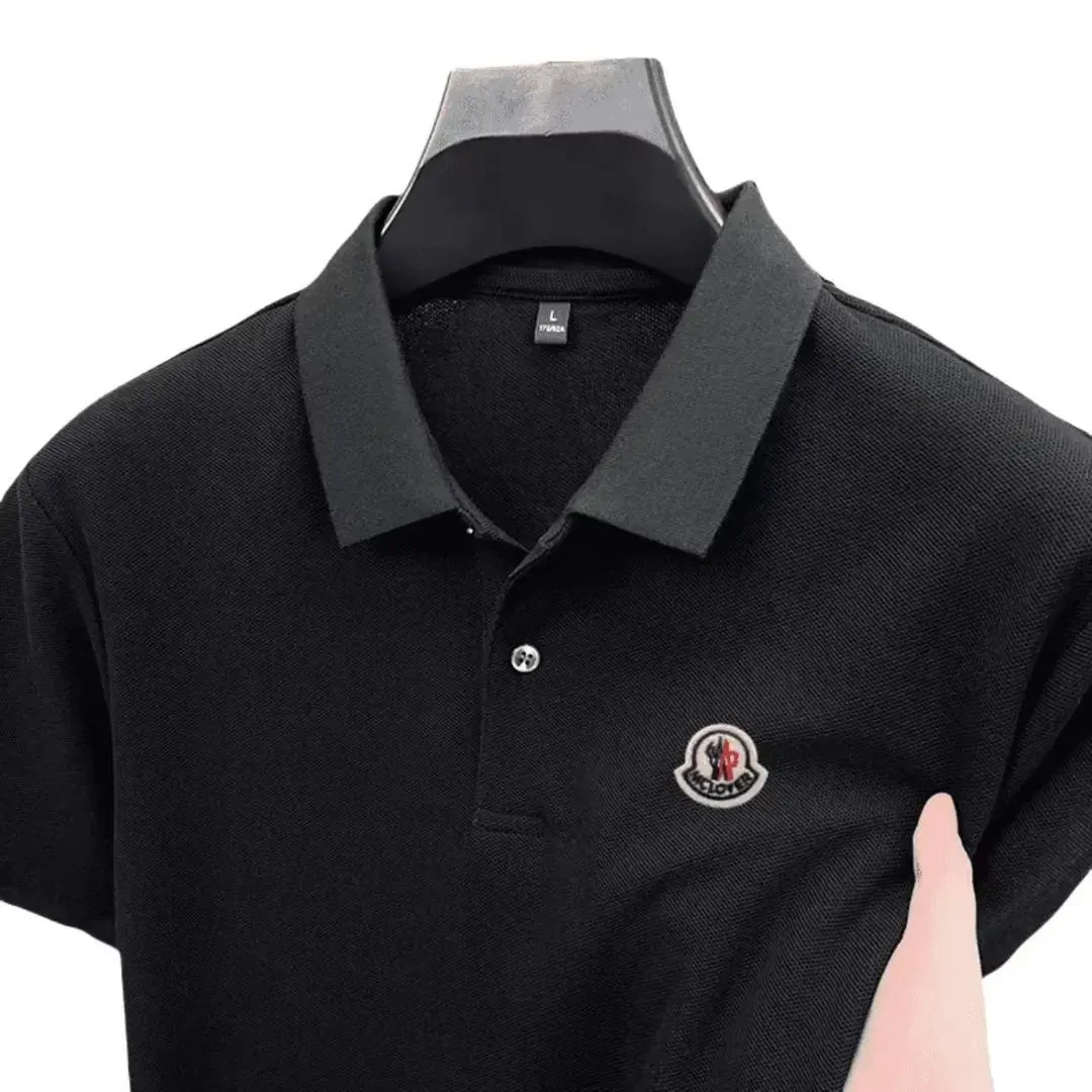 奥莱撤柜高级蒙家徽标夏季翻领短袖T恤男大牌休闲棉polo衫男款