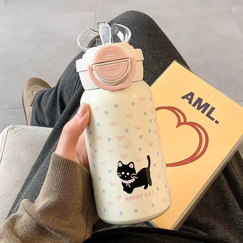小猫保冷杯2025新款女生高颜值可爱超萌水杯学生上学专用杯