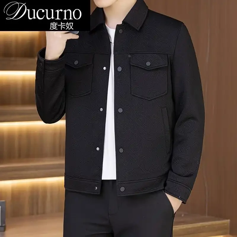 翻领外套男士春秋季新款夹克男纯色韩版休闲百搭男装品牌上衣潮流