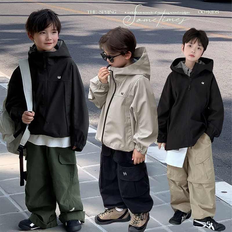 在仓【探险家】源源家童装男童连帽外套儿童春季风衣2025新款宝春1