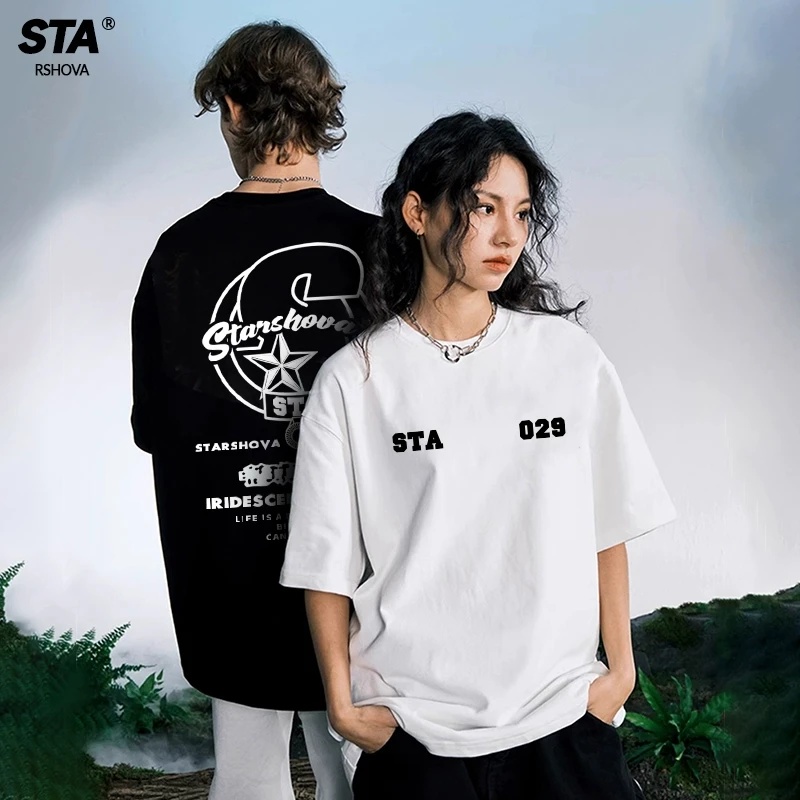 STA R'S夏季新款野球帝短袖t恤男女美式纯棉高街百搭宽松圆领情侣