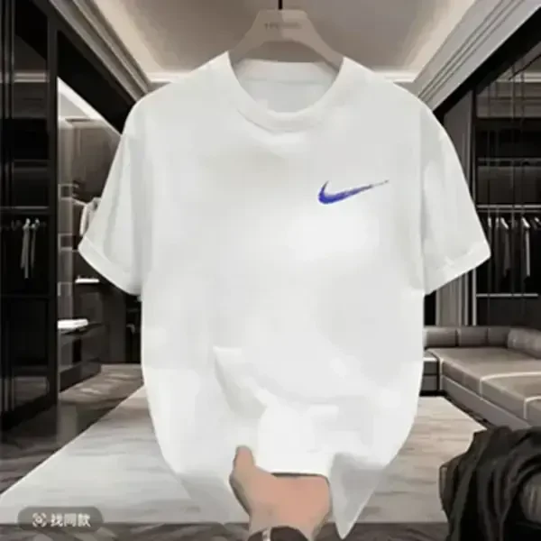 【一折粉丝福利】潮牌男女同款圆领百搭T恤短袖上衣夏 印花蓝勾胸标