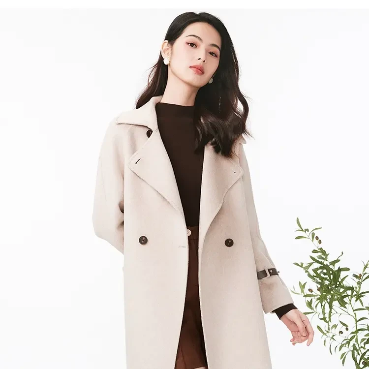 JESSIE双面中长款毛呢大衣女秋冬韩版修身显瘦百搭外套AMFGD144