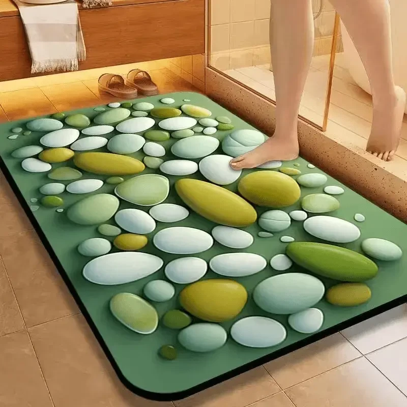 硅藻泥5D立体吸水防滑垫家用卧室卫生间洗手台浴室入户门垫门厅垫