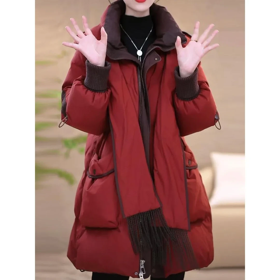 上档次设计感高档轻奢羽绒服大码遮肉宽松防寒保暖冬新帽子可拆