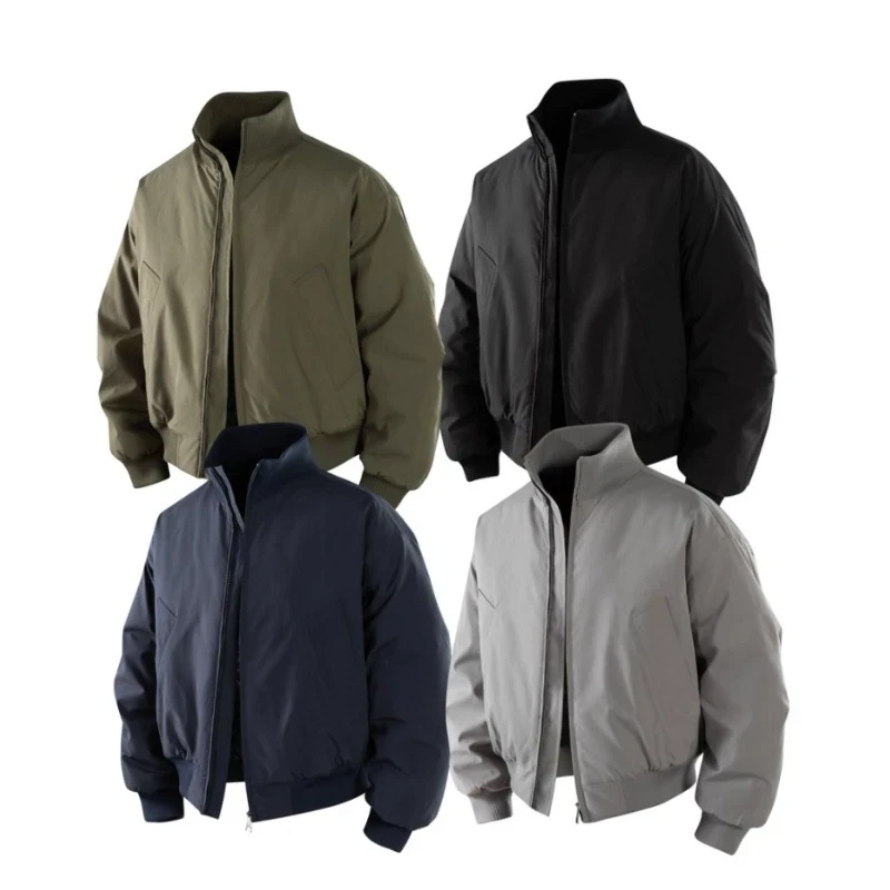 美式飞行员工装三防夹克棉服男短款cleanfit螺纹立领棉衣外套冬季