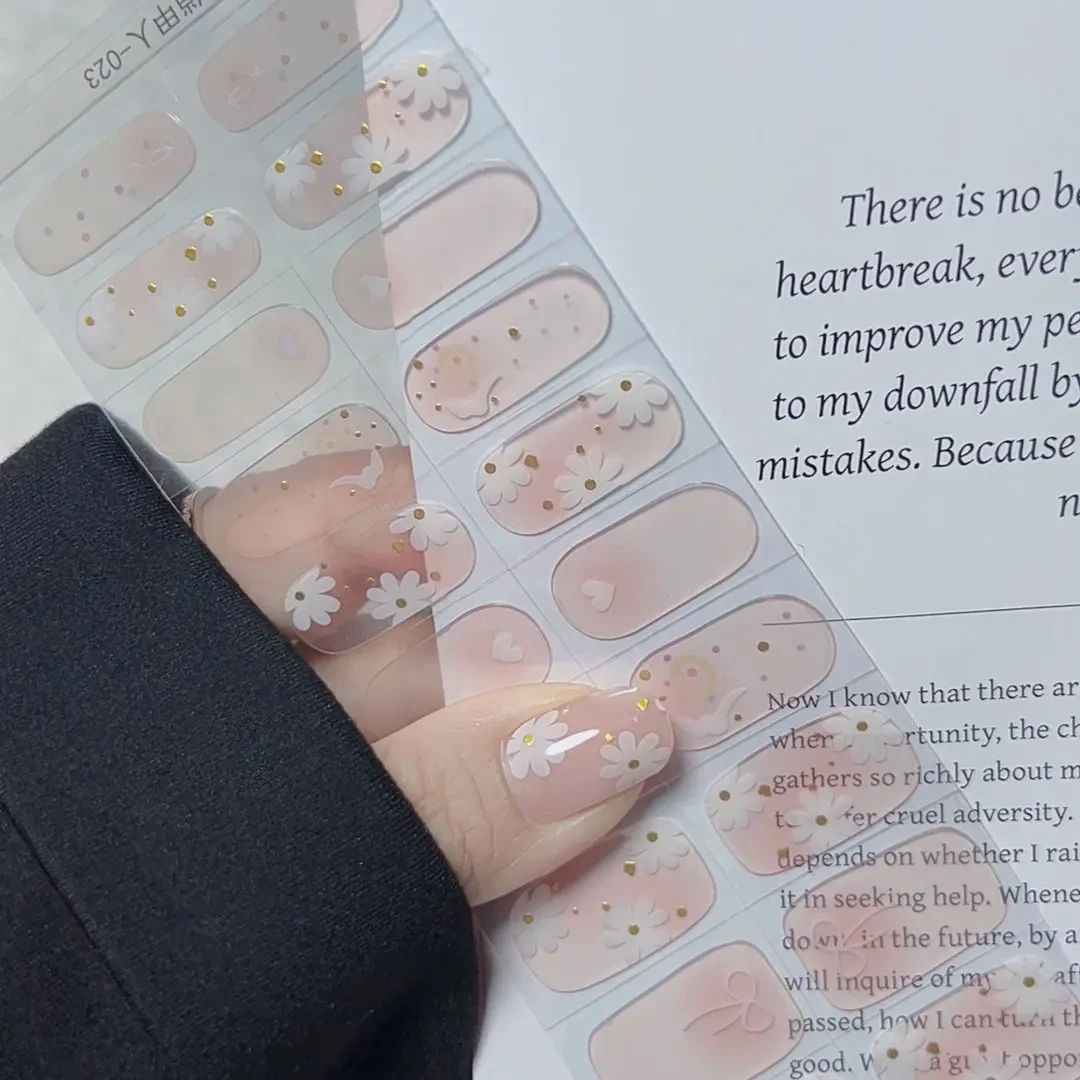 【流光花语】023～照灯变硬款20指半固化凝胶美甲贴