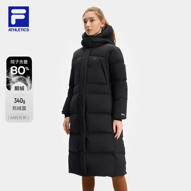 Fila/斐乐女子冬季【保暖鹅绒】连帽长款运动羽绒服A11W441908F