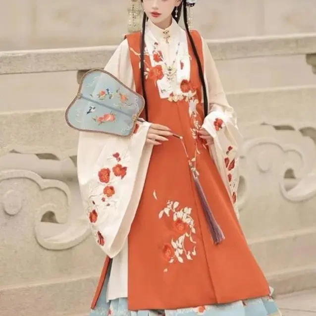 【石榴花神】明制刺绣比甲大袖+马面裙套装胸围110腰围105裙长100
