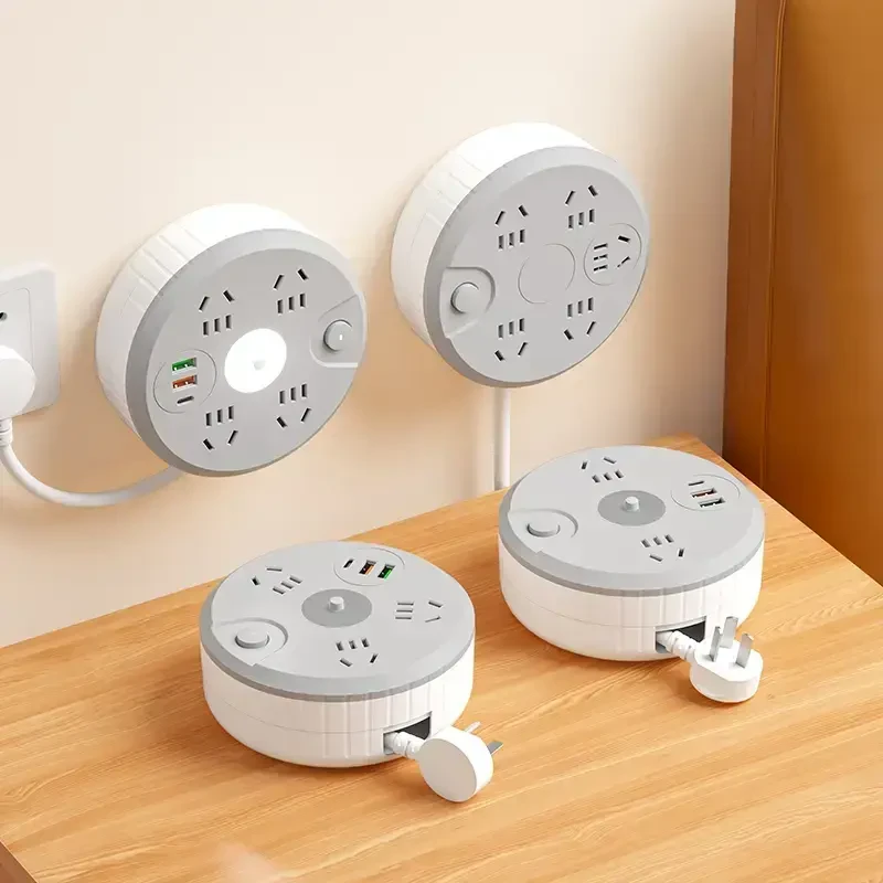 公正品家用可伸缩收纳插座接线板拖线板办公宿舍插板排插头正品