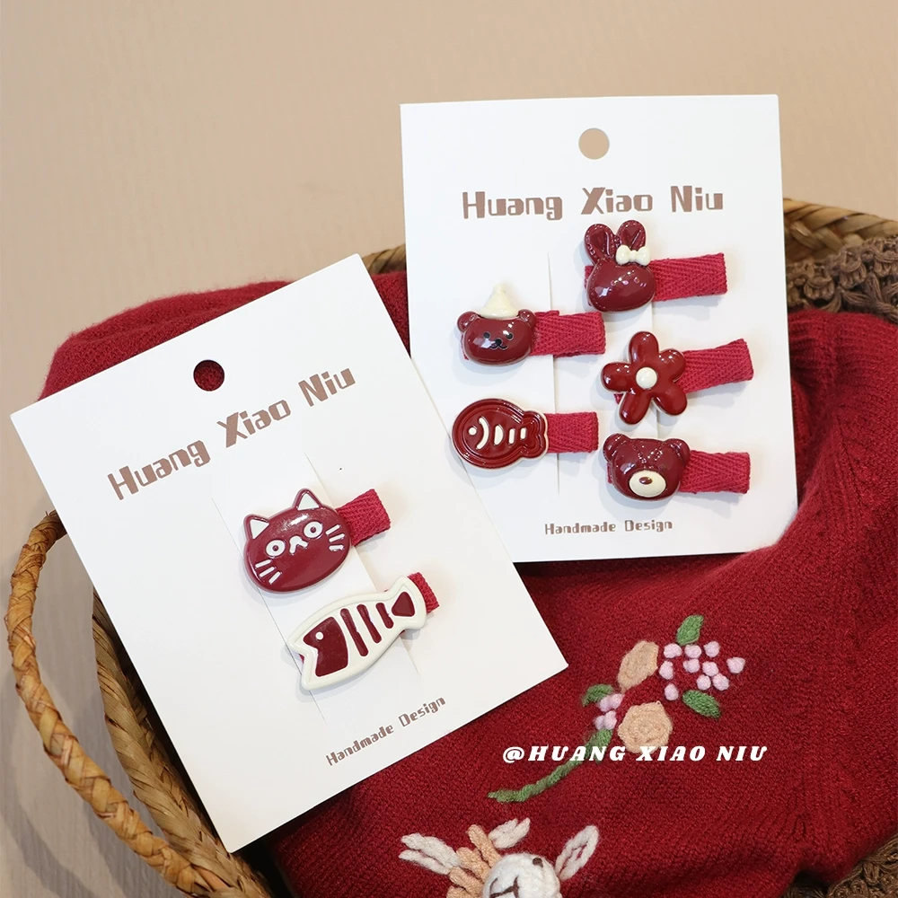 黄小妞2024新款婴儿发夹流行色安可拉红女宝宝不伤发发卡幼儿头饰