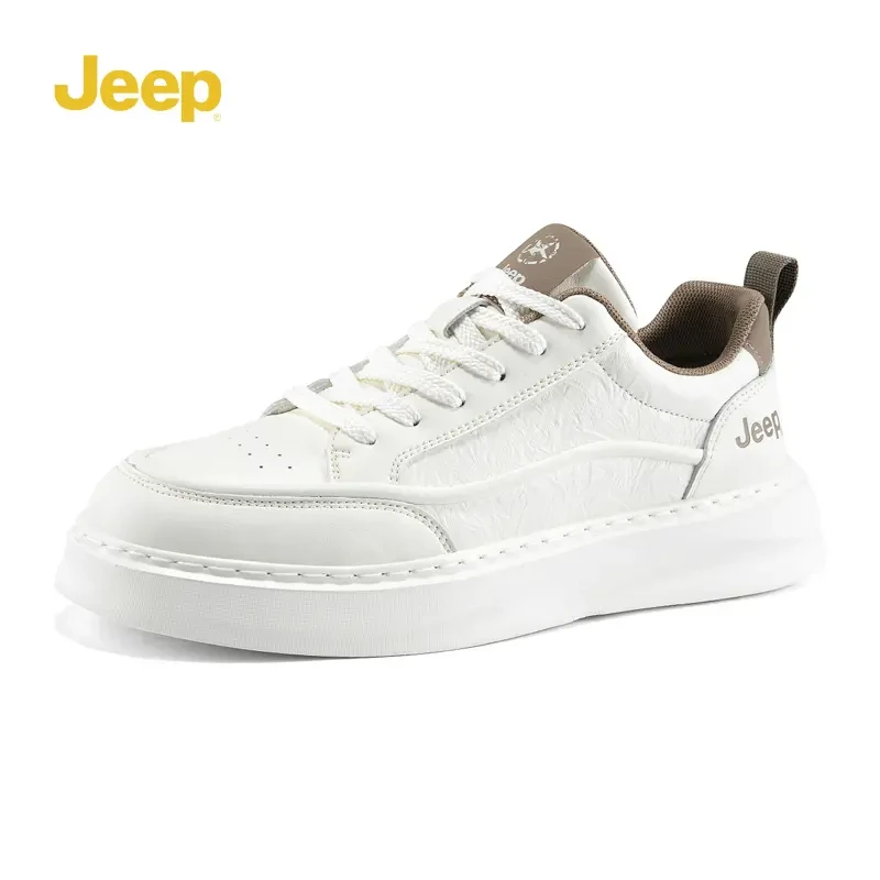 JEEP吉普男鞋2025新款春季透气运动休闲板鞋男士百搭小白鞋轻便