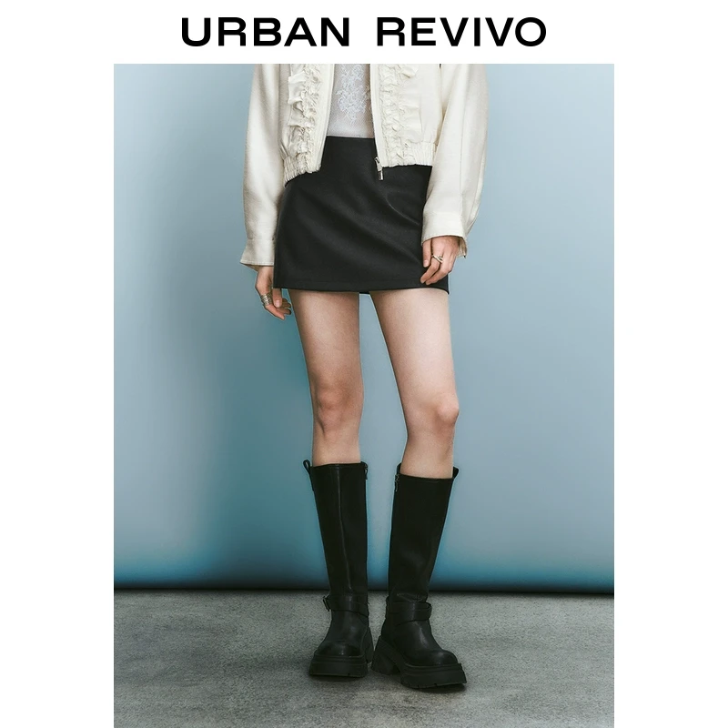 UR2025秋季新款女装复古摩登质感高腰短款半裙UYU550006