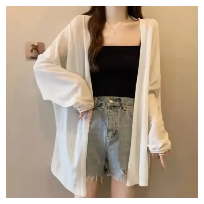 春夏慵懒感大码防晒长袖针织开衫女韩版宽松空调罩衫薄款气质长款