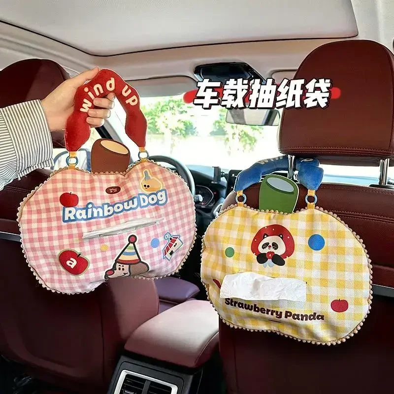 车载纸巾盒米粒绒抽纸挂袋创意卡通可爱纸巾袋悬挂抽纸盒汽车内用