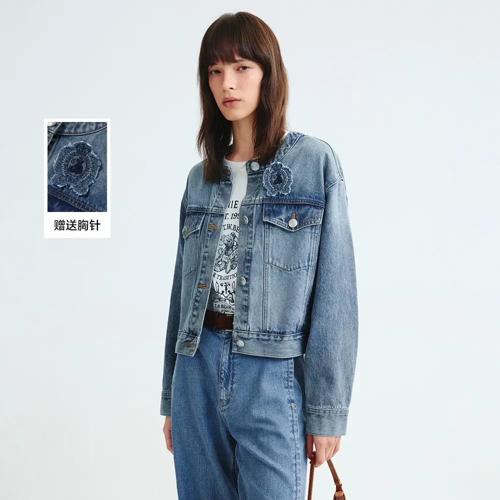 TeenieWeenie百搭时尚女短外套春秋短款牛仔外套TTJE253803W秋季