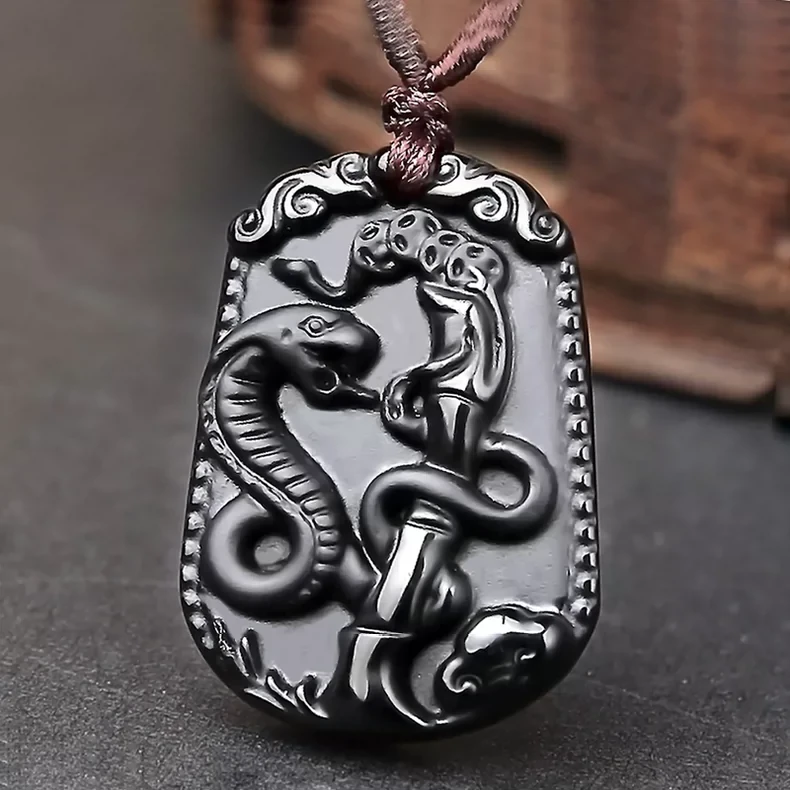 天然黑曜石十二生肖吊坠属鼠牛虎兔龙蛇马羊猴鸡狗猪挂件男女佩戴