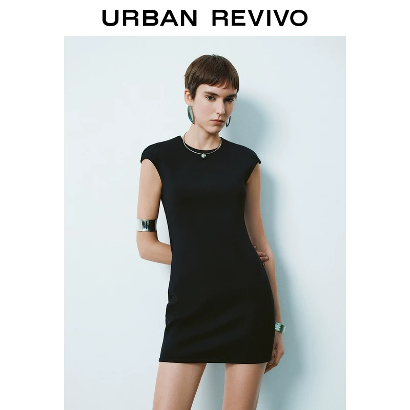 UR2025春季新款女装欧若风简约气质后拉链修身连衣裙UYY750011