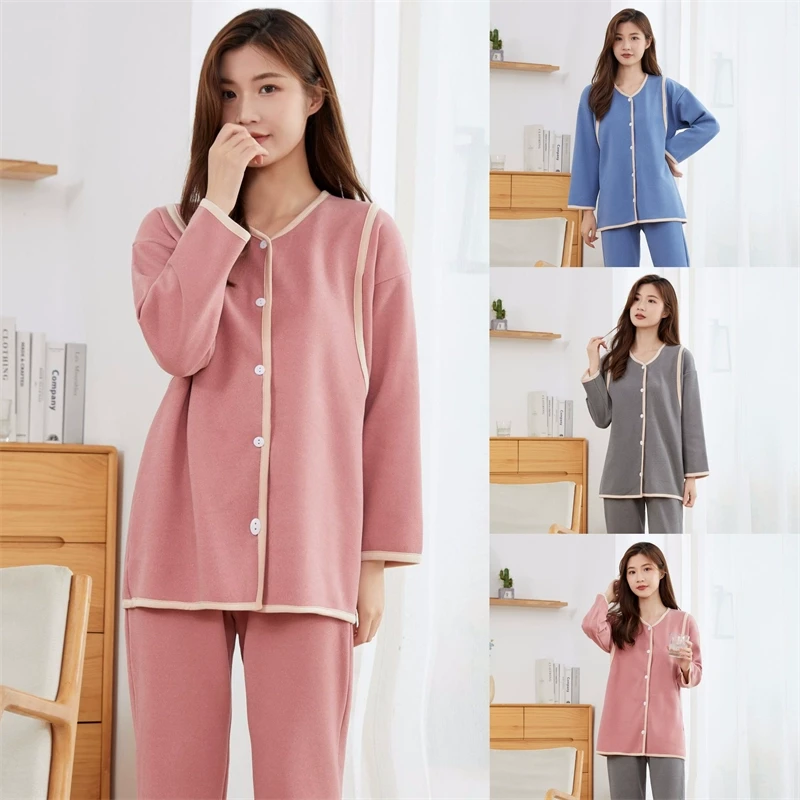 德绒加绒加厚保暖孕妇哺乳秋冬季睡衣十一月份浦乳期月子服小个子