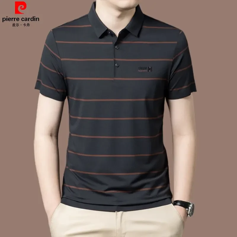 皮尔卡丹2025新款中青年高档短袖T恤男士夏季半袖薄款抗皱免烫潮.