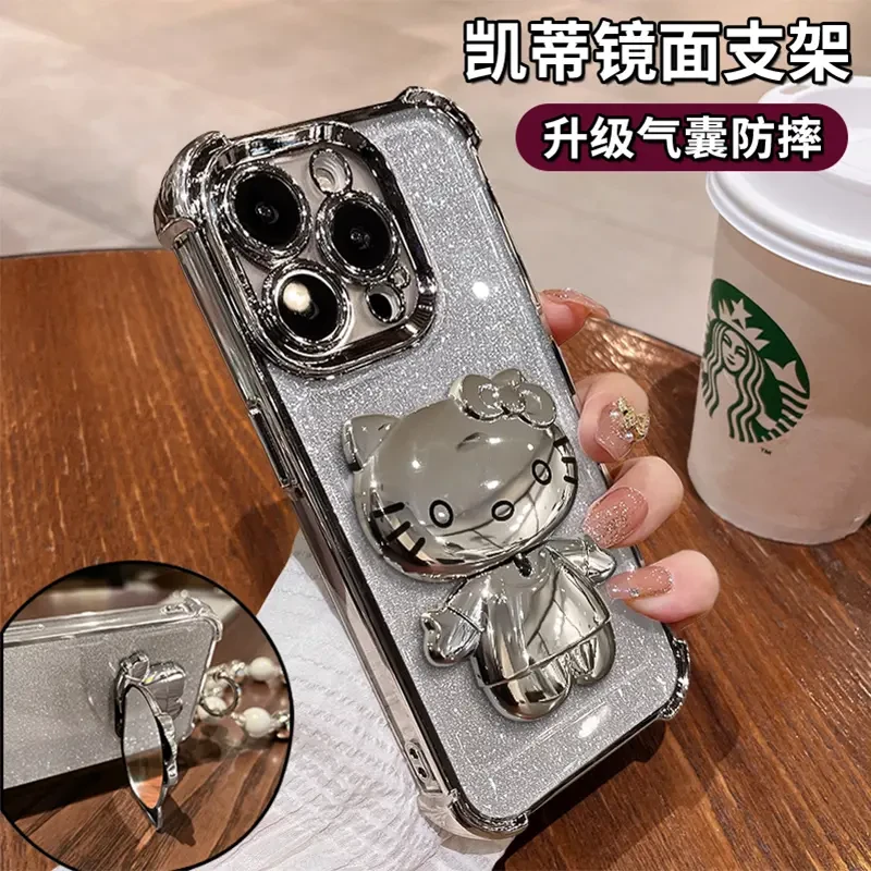 KT镜子支架适用苹果15华为/oppo/vivo小米iPhone16电镀防摔手机壳
