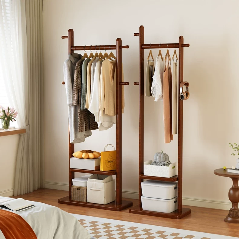 实木衣帽架落地挂衣架卧室办公室家用室内房间不占空间挂衣服架子