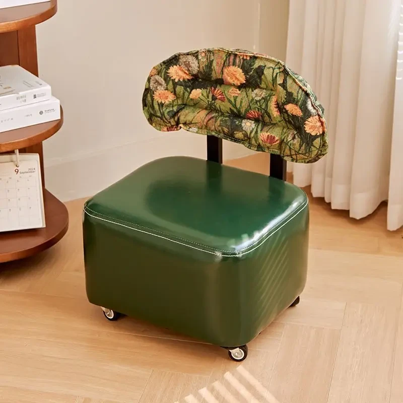 溜溜椅子小椅子靠背边凳轻奢高级感滑轮矮凳带轮静音万向轮矮凳