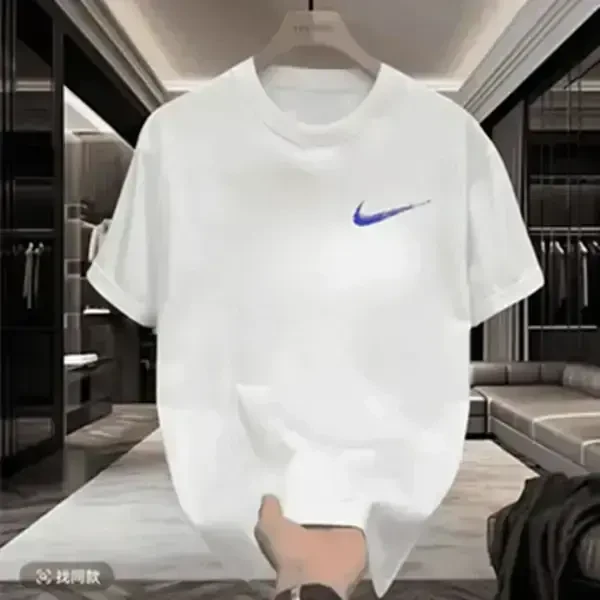 【一折粉丝福利】潮牌男女同款圆领百搭T恤短袖上衣夏 印花蓝勾胸标