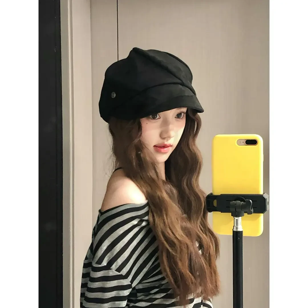 八角帽一帽多戴贝雷帽日常百搭显脸小半渔夫帽麂皮绒休闲百搭G637