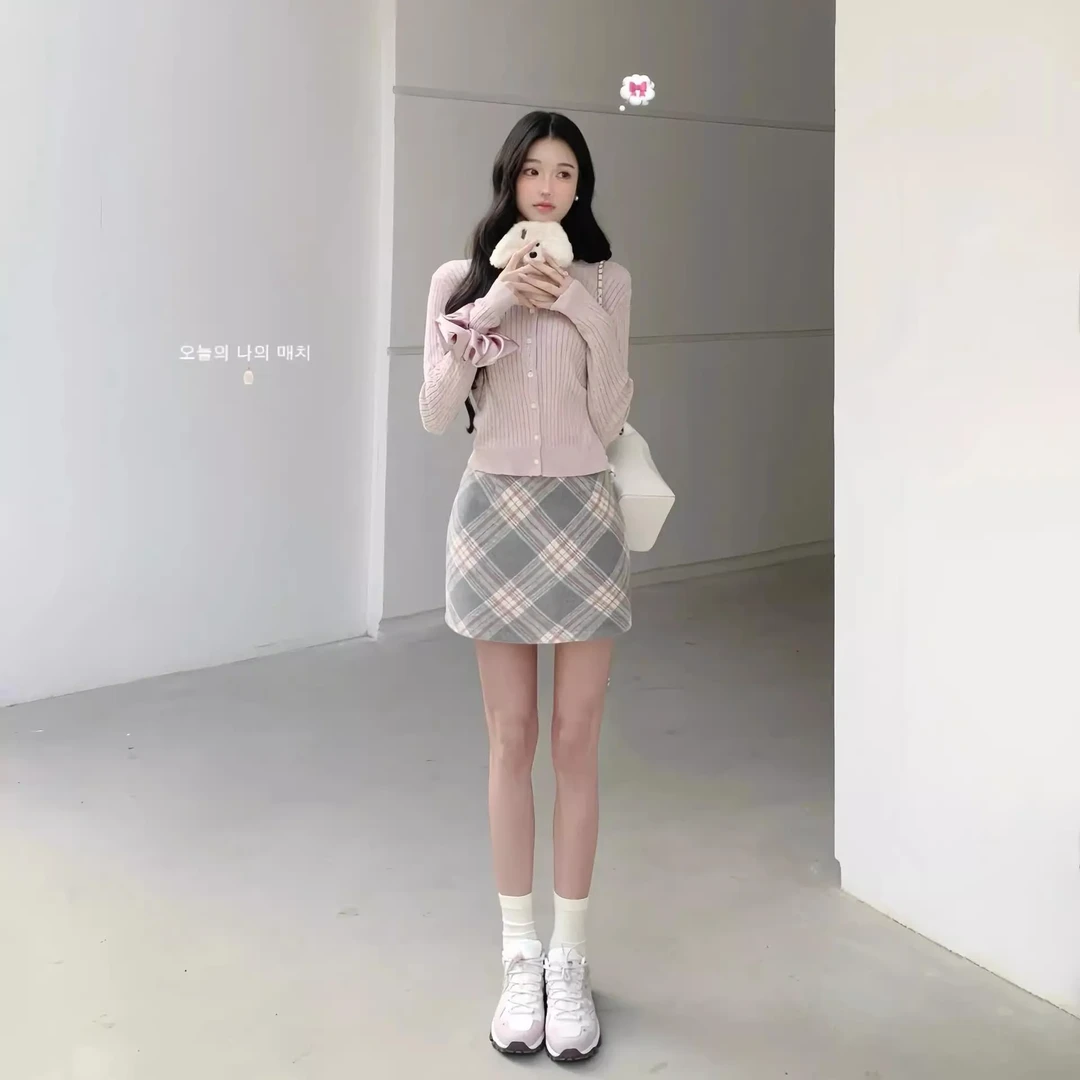 粉色针织开衫短款外套女小个子修身麻花刺绣学院风春秋季韩系上衣