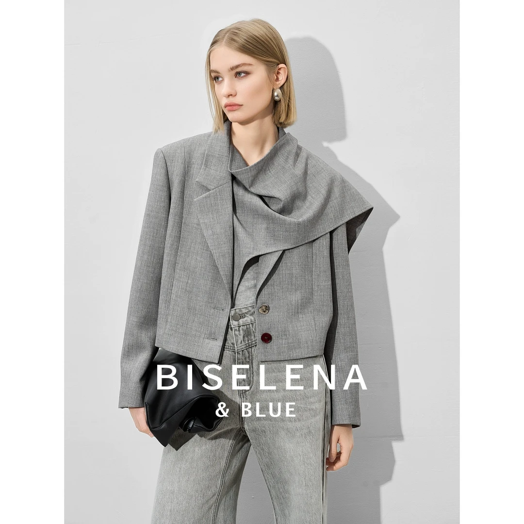 811G贝茜妮气质宽松短款西装外套春设计感小西服上衣