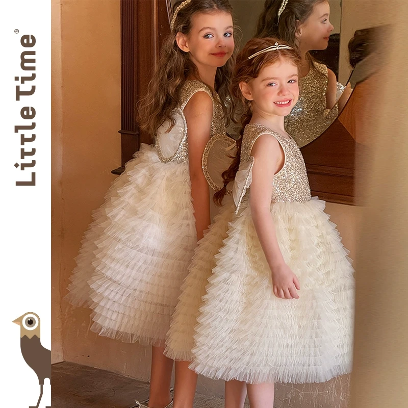 女童公主裙2025夏季网纱蓬蓬裙背心连衣裙生日礼服儿童蛋糕亮片裙