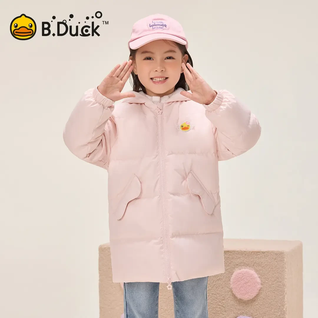 B.Duck小黄鸭儿童保暖连帽羽绒服冬季新款女童中长款 BF5516912