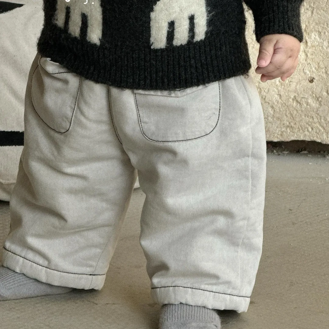 【青沧不退换】松虫秋冬韩版洋气加绒可爱儿童裤子25629