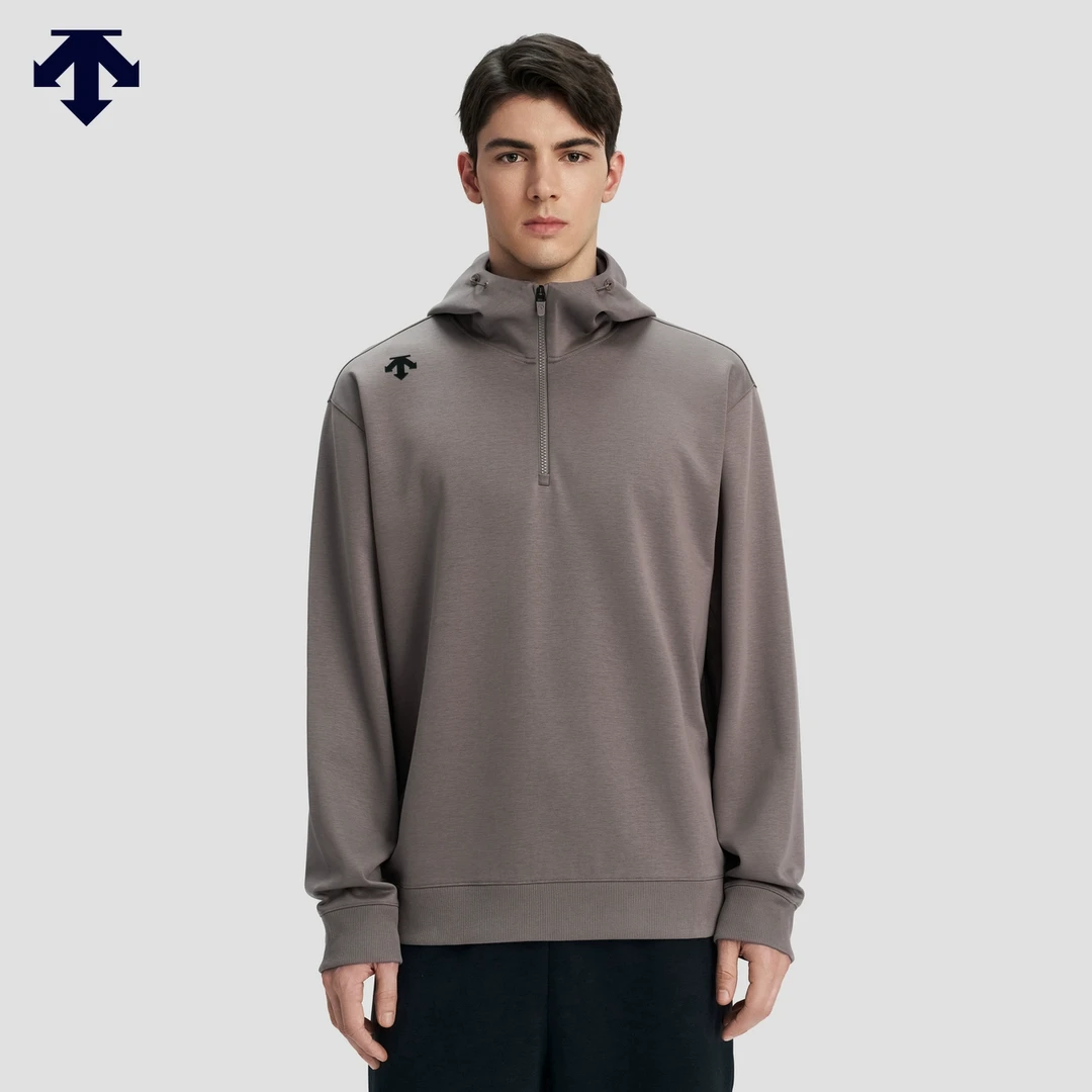 DESCENTE迪桑特ESSENTIAL男女同款连帽半拉链卫衣新品 D5193EHD50