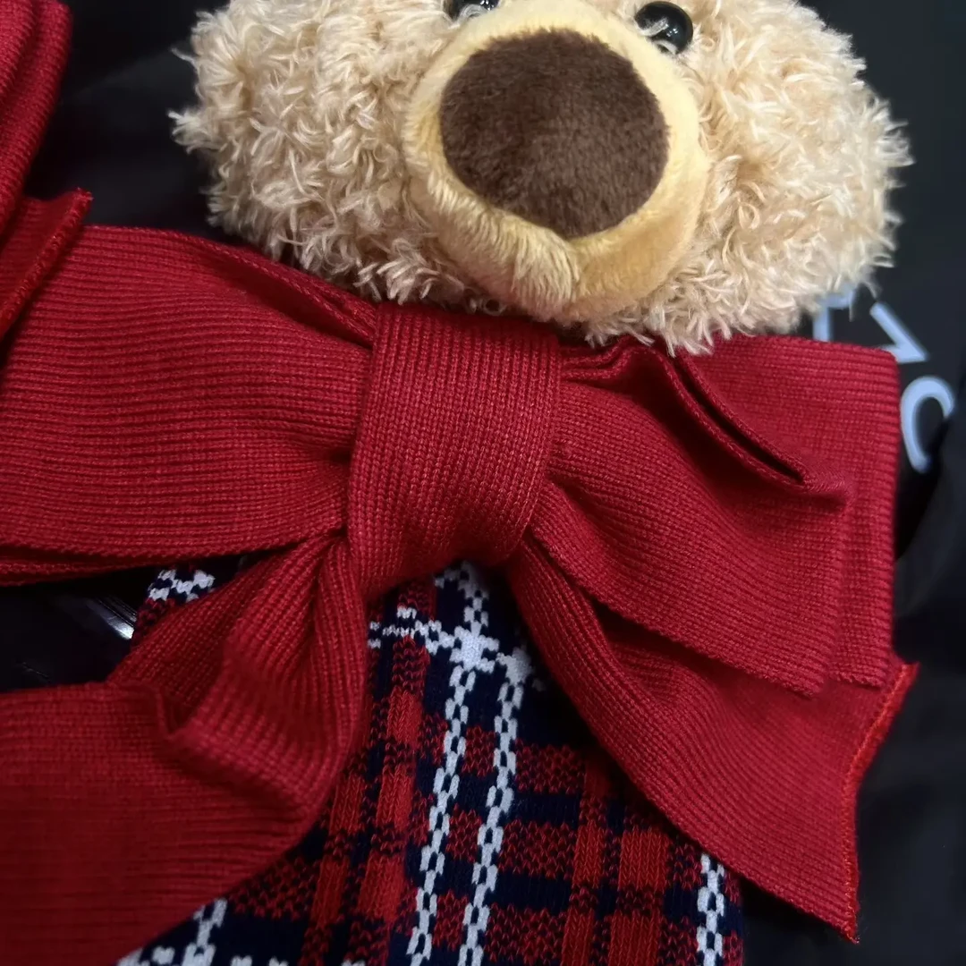 新款红格子蝴蝶结可爱发女生派对