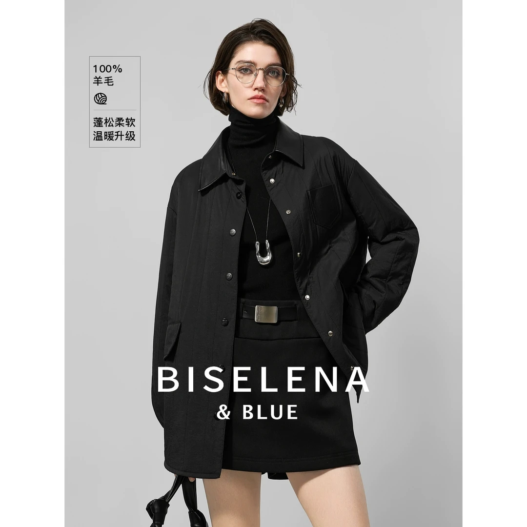 615G贝茜妮美式休闲立体宽松外套女装冬新款黑色上衣