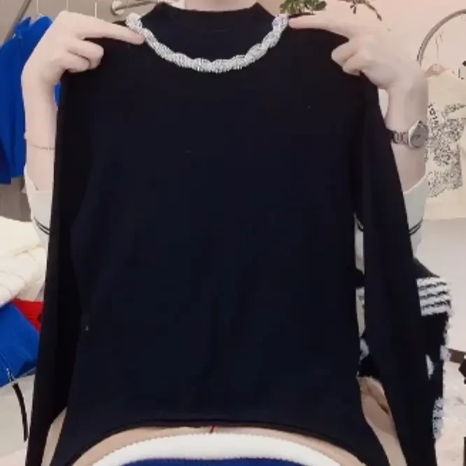 《蕾姐》秋冬新款纯色半高领针织打底1126236-黑色