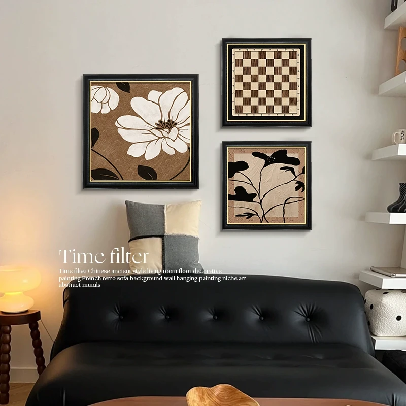 《秋思》中古风客厅沙发装饰画法式复古背景墙组合画高级餐厅挂画