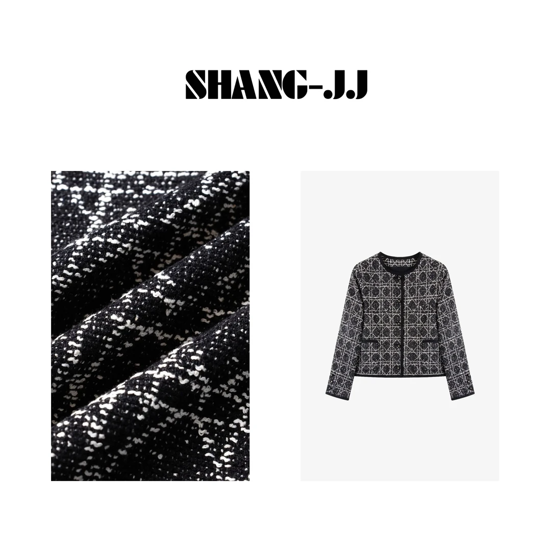 SHANG-JJ【贵妇菱格】24新款定织定染纹理精细小香风外套q132326p