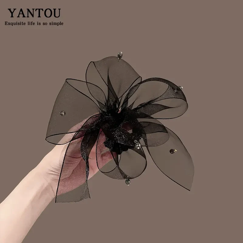 网纱蝴蝶结大肠发圈2025新款高端头绳皮筋女扎头马尾头花头饰发饰