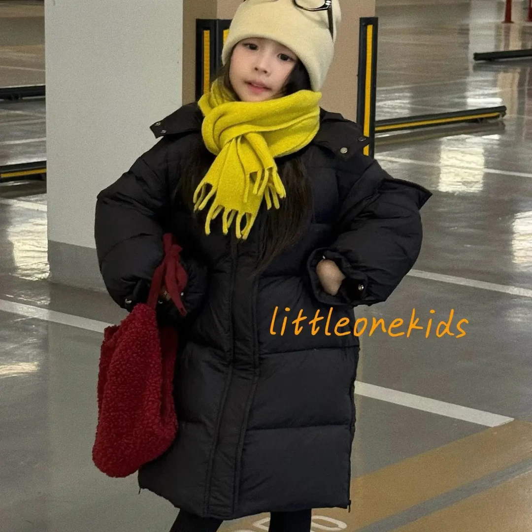 长款男女童冬季新国标白鸭绒外套连帽加厚保暖