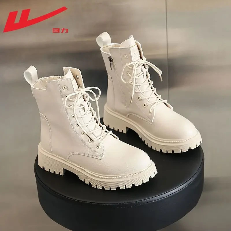 回力马丁靴女2025新款英伦风靴子女秋季单靴爆款小个子厚底短靴女