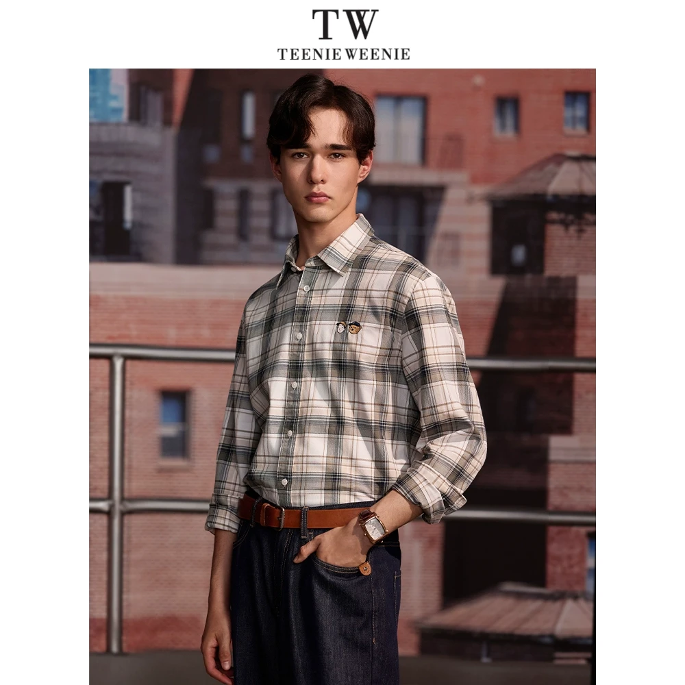 【AARON CHANG联名】TeenieWeenie小熊男装2024格纹衬衫TNYC2438B6A